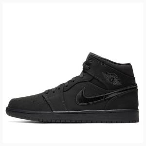 Nike Mid Cut Triple Basketbol Ayakkabısı Air Jordan 1 Erkek Siyah | JD-528KG