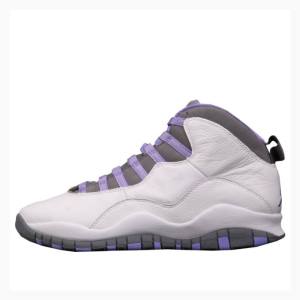 Nike Retro Basketbol Ayakkabısı Air Jordan 10 Kadın Beyaz Mor | JD-620GM