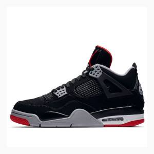 Nike Retro Bred Basketbol Ayakkabısı Air Jordan 4 Erkek Siyah Kırmızı | JD-345HV