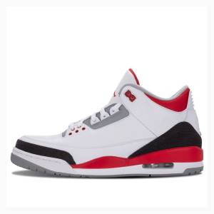 Nike Retro Fire Red Basketbol Ayakkabısı Air Jordan 3 Erkek Beyaz Siyah Kırmızı | JD-265IZ