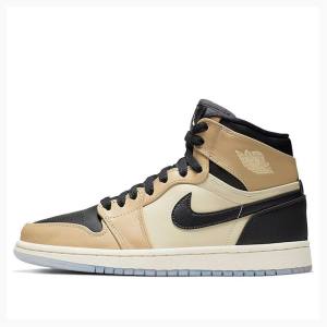 Nike Retro HI PRM Mushroom Basketbol Ayakkabısı Air Jordan 1 Kadın Siyah Bej Rengi | JD-645RK