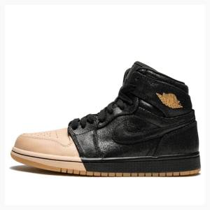 Nike Retro HI PRM Tan Basketbol Ayakkabısı Air Jordan 1 Kadın Siyah Kahverengi | JD-879MZ