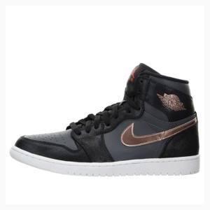 Nike Retro High Metallic Bronze Basketbol Ayakkabısı Air Jordan 1 Erkek Siyah Gri | JD-589TV