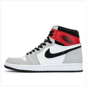 Nike Retro High OG Light Smoke Basketbol Ayakkabısı Air Jordan 1 Erkek Gri Siyah Kırmızı | JD-629GO