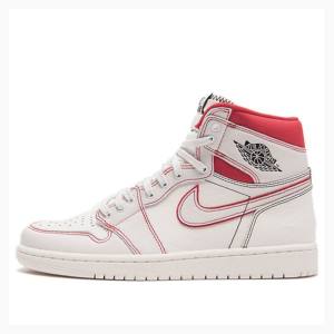 Nike Retro High OG Sail Phantom Basketbol Ayakkabısı Air Jordan 1 Erkek Beyaz Kırmızı | JD-915BS