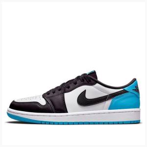 Nike Retro Low OG UNC Spor Ayakkabı Air Jordan 1 Erkek Siyah Beyaz Mavi | JD-256MF