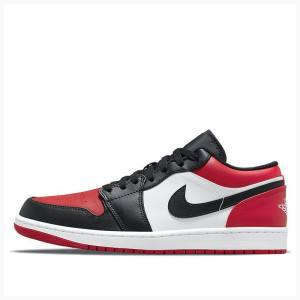 Nike Retro Low Spor Ayakkabı Air Jordan 1 Erkek Siyah Beyaz Kırmızı | JD-250IB