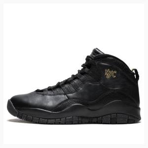 Nike Retro NYC NYC Basketbol Ayakkabısı Air Jordan 10 Erkek Siyah | JD-063QR