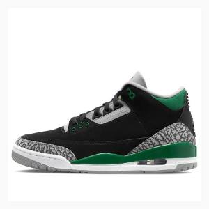 Nike Retro Pine Basketbol Ayakkabısı Air Jordan 3 Erkek Siyah Yeşil | JD-537DF