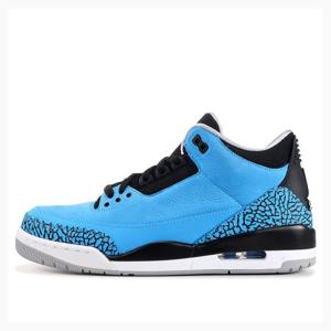 Nike Retro Powder Basketbol Ayakkabısı Air Jordan 3 Erkek Mavi | JD-923MC