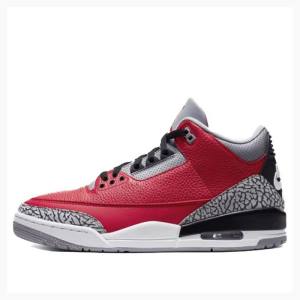 Nike Retro SE Unite Fire Basketbol Ayakkabısı Air Jordan 3 Erkek Kırmızı Gri | JD-824PN