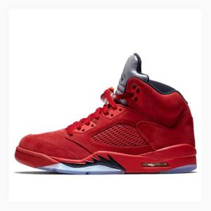 Nike Retro Süet Basketbol Ayakkabısı Air Jordan 5 Erkek Kırmızı | JD-341KL