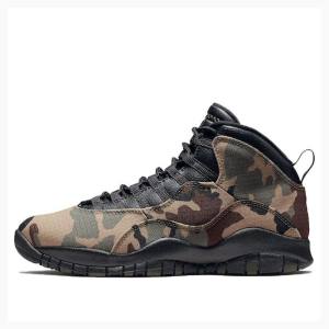 Nike Retro Woodland Camo Basketbol Ayakkabısı Air Jordan 10 Erkek Kahverengi Yeşil | JD-346RP