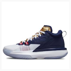 Nike Zion 1 PF USA Basketbol Ayakkabısı Air Jordan Erkek Mavi Altın Kırmızı | JD-407OR