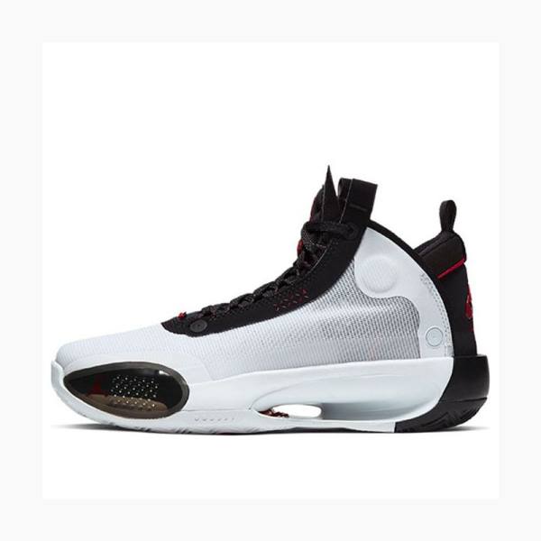 Nike (GS) BQ3384 Basketbol Ayakkabısı Air Jordan 34 Kadın Siyah Beyaz Kırmızı | JD-523DY