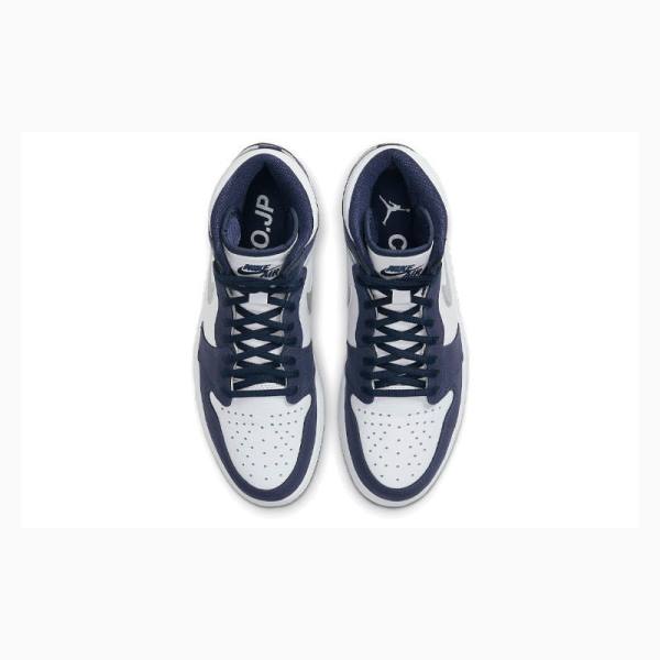 Nike High OG CO JP Midnight Basketbol Ayakkabısı Air Jordan 1 Erkek Beyaz Lacivert | JD-602EO