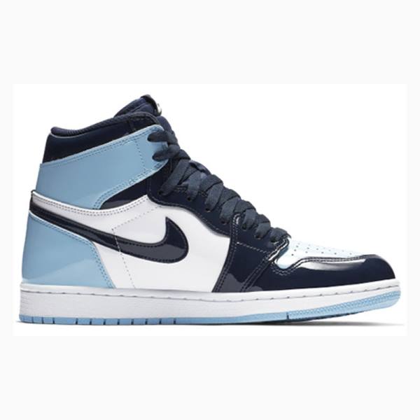 Nike High OG UNC Rugan Deri Basketbol Ayakkabısı Air Jordan 1 Kadın Beyaz Siyah Mavi | JD-872XM