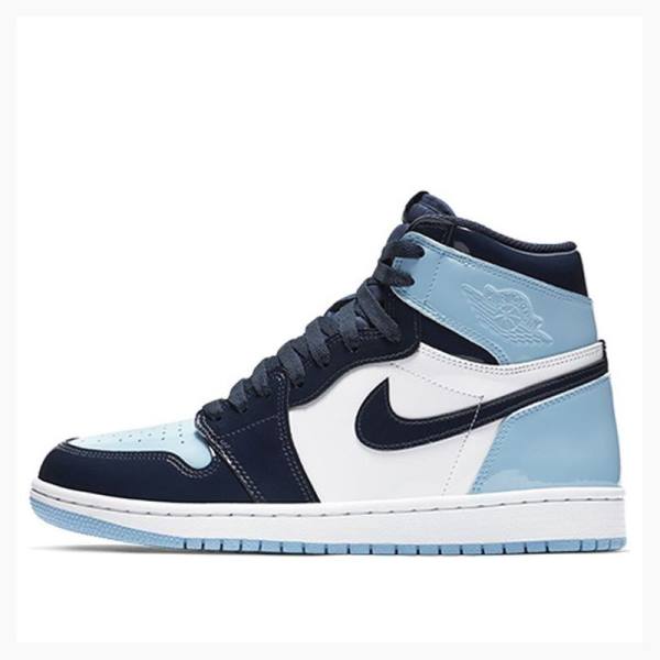 Nike High OG UNC Rugan Deri Basketbol Ayakkabısı Air Jordan 1 Kadın Beyaz Siyah Mavi | JD-872XM