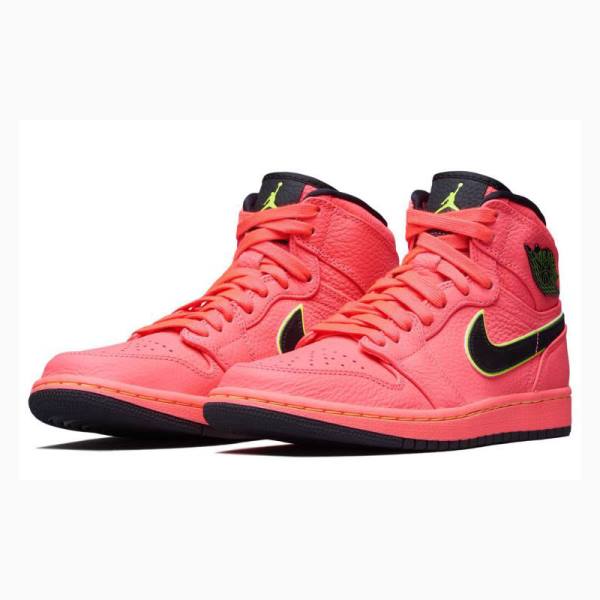 Nike High PREM Hot Punch Basketbol Ayakkabısı Air Jordan 1 Kadın Kırmızı Siyah | JD-723GZ