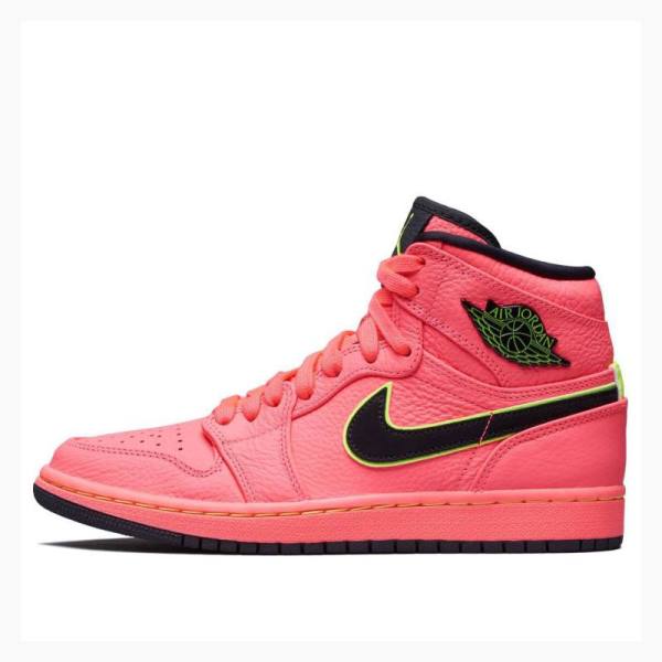 Nike High PREM Hot Punch Basketbol Ayakkabısı Air Jordan 1 Kadın Kırmızı Siyah | JD-723GZ