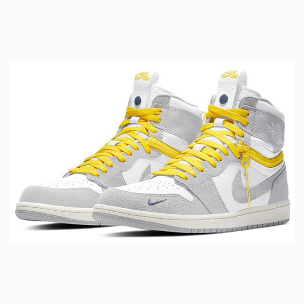 Nike High Switch Basketbol Ayakkabısı Air Jordan 1 Erkek Beyaz Gri Sarı | JD-089PY