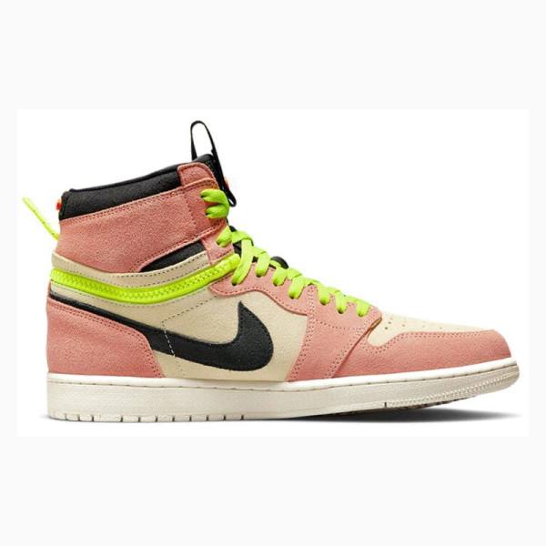 Nike High Switch Peach Basketbol Ayakkabısı Air Jordan 1 Erkek Siyah Pembe Yeşil | JD-589NQ