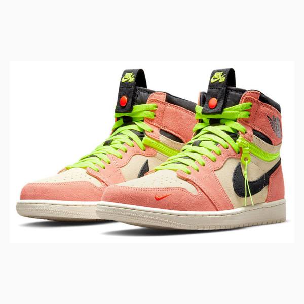 Nike High Switch Peach Basketbol Ayakkabısı Air Jordan 1 Erkek Siyah Pembe Yeşil | JD-589NQ