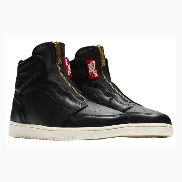 Nike High Zip Basketbol Ayakkabısı Air Jordan 1 Kadın Siyah | JD-063HK