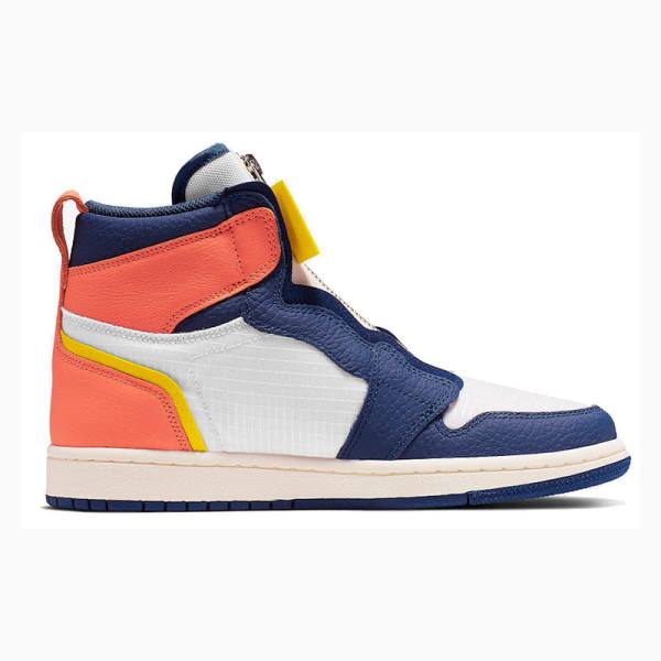 Nike High Zip Sail Basketbol Ayakkabısı Air Jordan 1 Kadın Beyaz Mavi Turuncu | JD-347CA