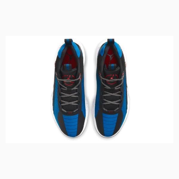 Nike Jumpman 2021 PF Blue Black Basketbol Ayakkabısı Air Jordan Erkek Siyah Mavi Kırmızı | JD-489JY