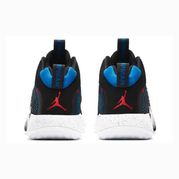 Nike Jumpman 2021 PF Blue Black Basketbol Ayakkabısı Air Jordan Erkek Siyah Mavi Kırmızı | JD-489JY