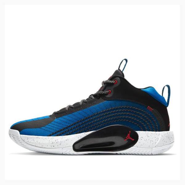 Nike Jumpman 2021 PF Blue Black Basketbol Ayakkabısı Air Jordan Erkek Siyah Mavi Kırmızı | JD-489JY