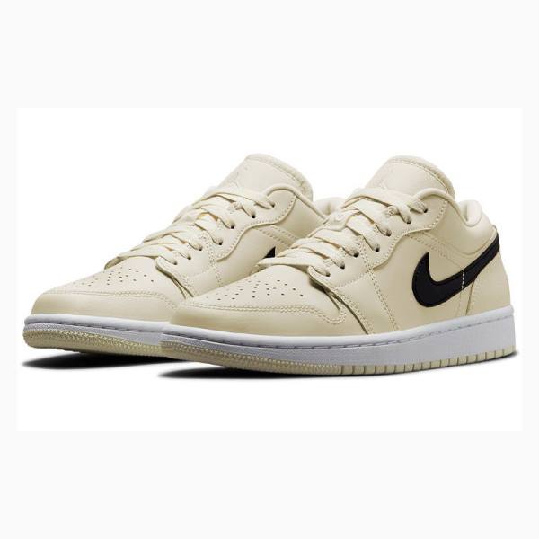 Nike Low Creamy Coconut Milk Spor Ayakkabı Air Jordan 1 Kadın Krema Siyah | JD-654HQ