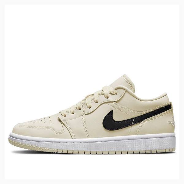 Nike Low Creamy Coconut Milk Spor Ayakkabı Air Jordan 1 Kadın Krema Siyah | JD-654HQ