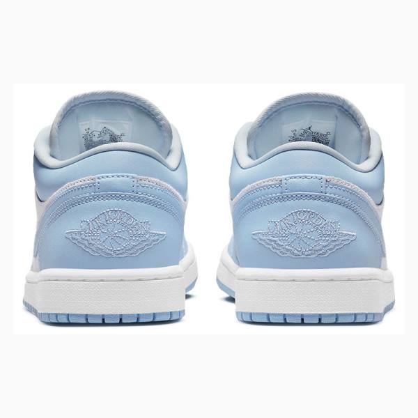 Nike Low Football Grey Aluminum Spor Ayakkabı Air Jordan 1 Kadın Mavi Beyaz | JD-714XE