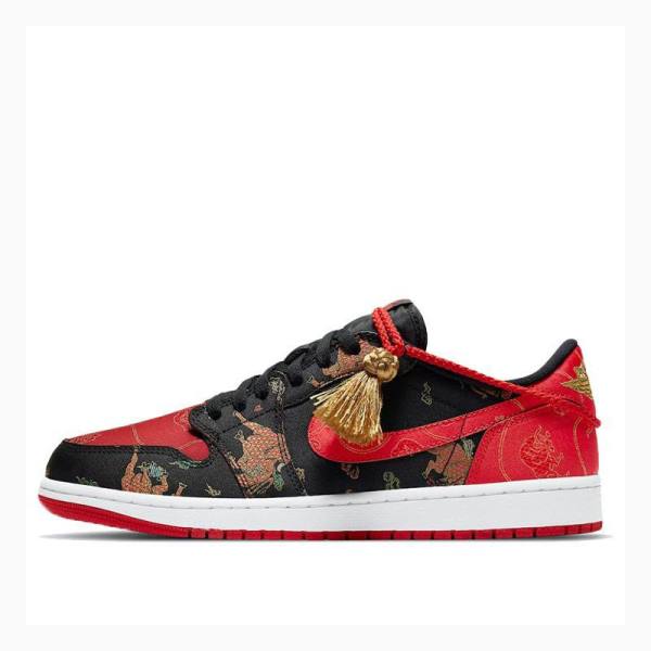 Nike Low OG Chinese New Year Spor Ayakkabı Air Jordan 1 Erkek Siyah Beyaz Kırmızı | JD-027ZF