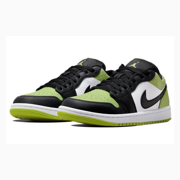 Nike Low Snakeskin Vivid Spor Ayakkabı Air Jordan 1 Kadın Siyah Yeşil | JD-804ND