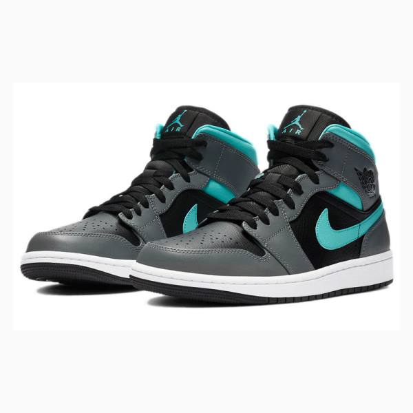 Nike Mid Cut Aqua Basketbol Ayakkabısı Air Jordan 1 Erkek Gri Yeşil | JD-479YL