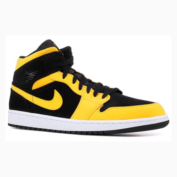 Nike Mid Cut Basketbol Ayakkabısı Air Jordan 1 Erkek Siyah Sarı | JD-028TN