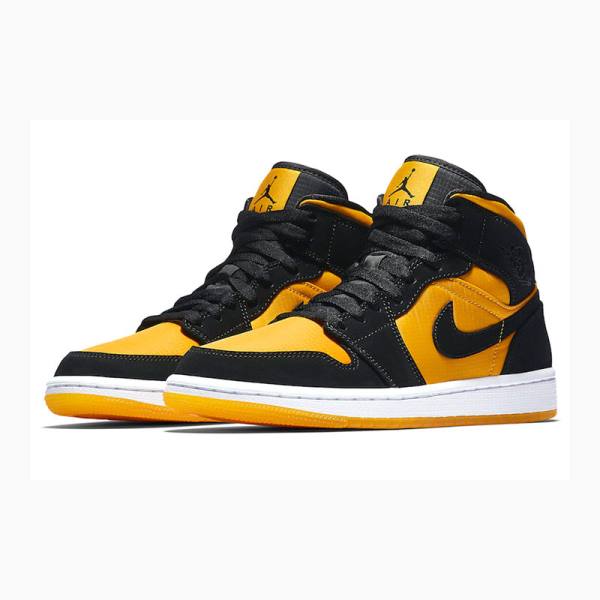 Nike Mid Cut Basketbol Ayakkabısı Air Jordan 1 Erkek Altın Siyah | JD-035CD