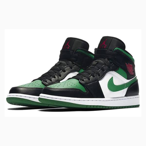 Nike Mid Cut Basketbol Ayakkabısı Air Jordan 1 Erkek Siyah Yeşil | JD-059DM