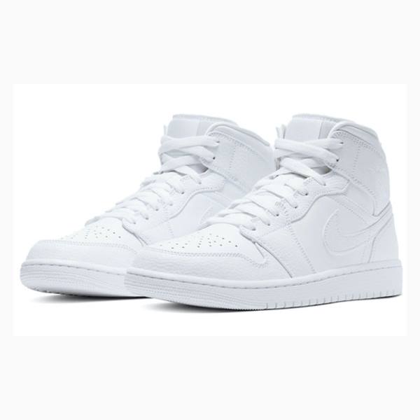 Nike Mid Cut Basketbol Ayakkabısı Air Jordan 1 Erkek Beyaz | JD-078BS