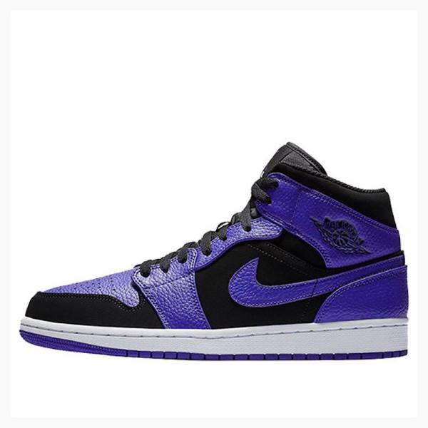 Nike Mid Cut Basketbol Ayakkabısı Air Jordan 1 Erkek Siyah Mor | JD-120LP