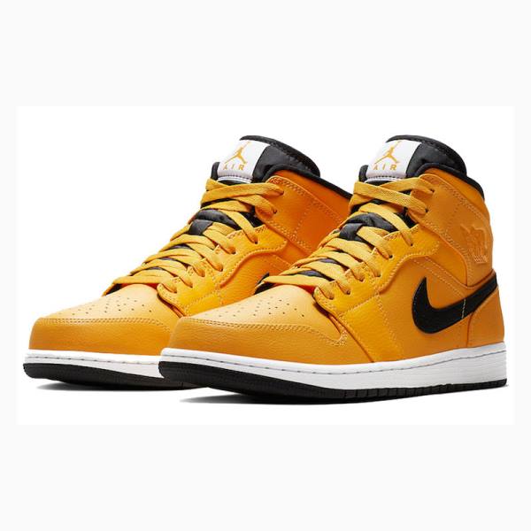 Nike Mid Cut Basketbol Ayakkabısı Air Jordan 1 Erkek Altın | JD-214FI