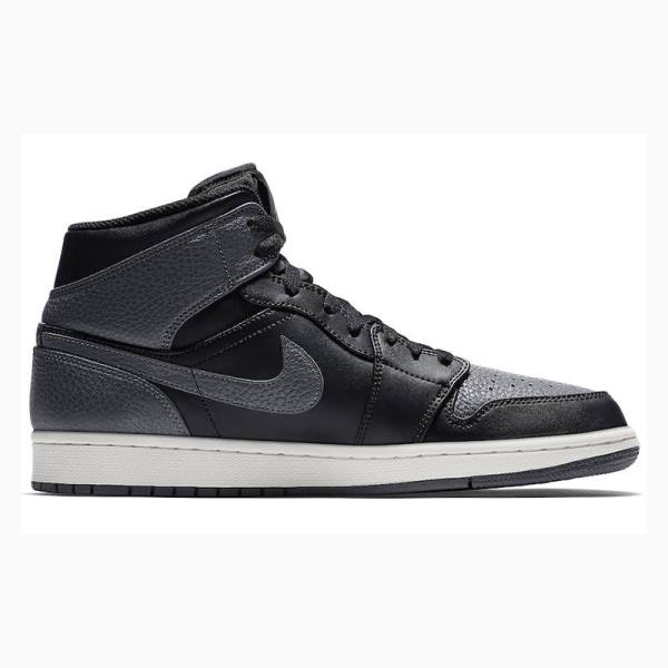 Nike Mid Cut Basketbol Ayakkabısı Air Jordan 1 Erkek Siyah Koyu Gri | JD-365DX