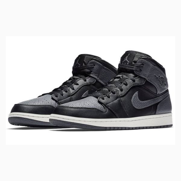 Nike Mid Cut Basketbol Ayakkabısı Air Jordan 1 Erkek Siyah Koyu Gri | JD-365DX