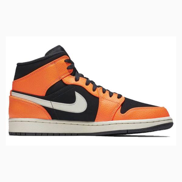 Nike Mid Cut Basketbol Ayakkabısı Air Jordan 1 Erkek Turuncu Siyah | JD-518CF