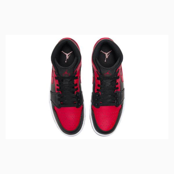 Nike Mid Cut Bred Banned Basketbol Ayakkabısı Air Jordan 1 Erkek Siyah Beyaz Kırmızı | JD-731JX