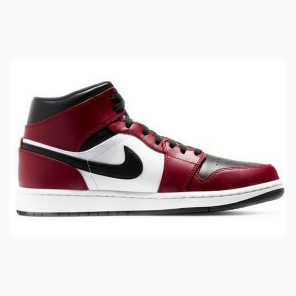 Nike Mid Cut Chicago Basketbol Ayakkabısı Air Jordan 1 Erkek Siyah Beyaz Kırmızı | JD-436NE