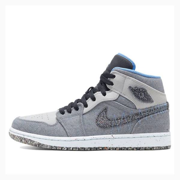 Nike Mid Cut Crater Basketbol Ayakkabısı Air Jordan 1 Erkek Gri Siyah Mavi | JD-456FL